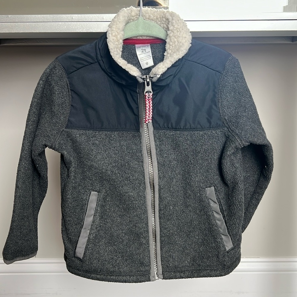 Carters fleece zip up Grey and black